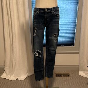 AG Super Skinny Ankle Distressed Dark Blue Women's Jeans